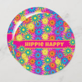 Hippie Happy 1960s Retro Theme Flower Power Party Kaart (Voorkant / Achterkant)