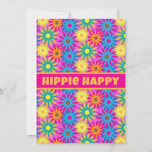 Hippie Happy 1960s Retro Theme Flower Power Party Kaart (Voorkant)