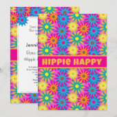 Hippie Happy 1960s Retro Theme Flower Power Party Kaart (Voorkant / Achterkant)