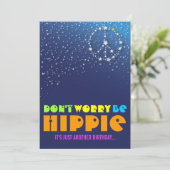 Hippie Happy 40th Birthday Peace Party-uitnodiging Kaart (Staand voorkant)