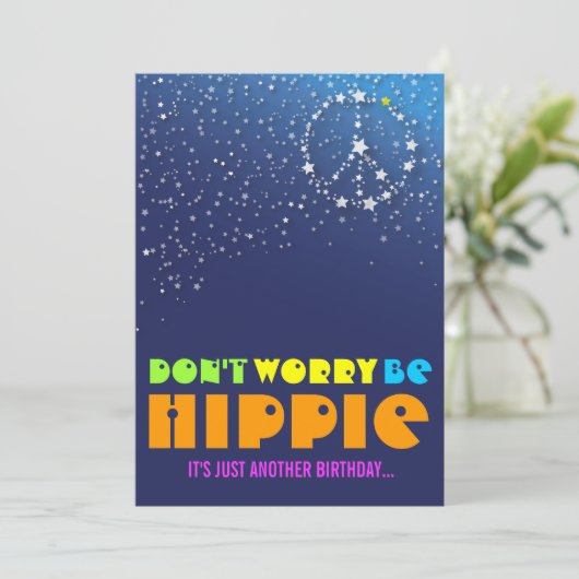 Hippie Happy 70th Birthday Peace Party-uitnodiging Kaart (Staand voorkant)