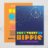 Hippie Happy 70th Birthday Peace Party-uitnodiging Kaart (Voorkant / Achterkant)
