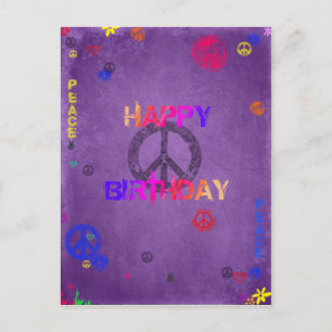 Hippie Happy Birthday Briefkaart in het Paarse