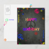 Hippie Happy Birthday in het zwart Briefkaart (Voorkant / Achterkant)
