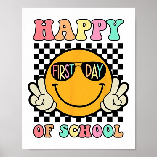 Hippie Happy First Day Of School For Teacher Kids  Poster (Voorkant)