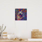 Hippie Happy Great Pyrenees Dog Art Portret Poster (Keuken)