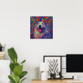 Hippie Happy Great Pyrenees Dog Art Portret Poster (Thuiskantoor)