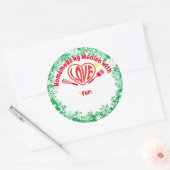 Hippie hart gepersonaliseerd kerstfeest bakken ronde sticker (Envelop)