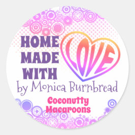 Hippie hart zelfgemaakt uit de keuken van voedsel ronde sticker