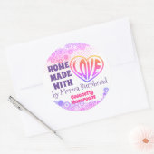 Hippie hart zelfgemaakt uit de keuken van voedsel ronde sticker (Envelop)