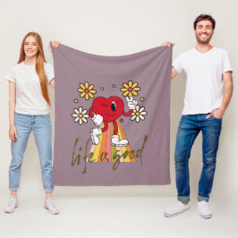 Hippie Hearth design met Life is een goede boodsch Fleece Deken