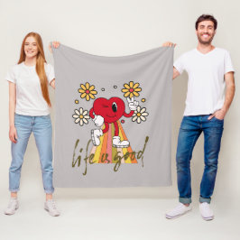 Hippie Hearth design met Life is een goede boodsch Fleece Deken