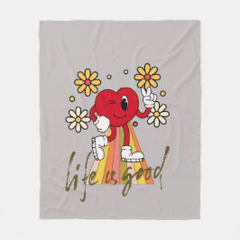 Hippie Hearth design met Life is een goede boodsch Fleece Deken