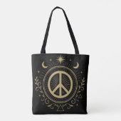 Hippie-hekserij-vredesteken mystiek tote bag (Achterkant)