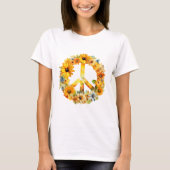 Hippie Hippie Zonnebloem Vredesbord T-shirt (Voorkant)