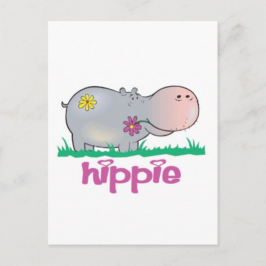 hippie hippo briefkaart (Voorkant)