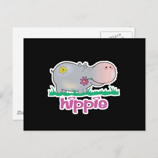 hippie hippo briefkaart (Voorkant / Achterkant)