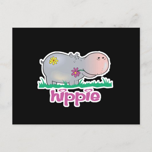 hippie hippo briefkaart (Voorkant)