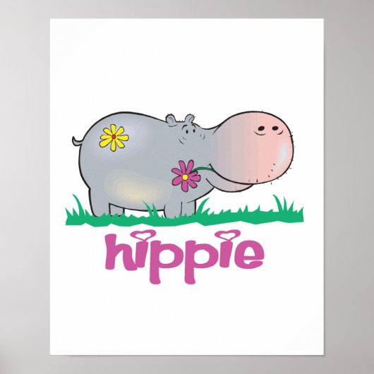 hippie hippo poster (Voorkant)