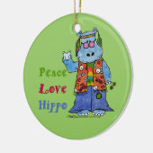 Hippie Hippo-vrede, liefde, Hippo Keramisch Ornament (Links)