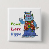 Hippie Hippo-vrede, liefde, Hippo Vierkante Button 5,1 Cm (Voorkant)