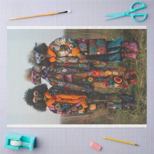 Hippie Hipster standaard poedel zusters decoupage Tissuepapier (Craft)