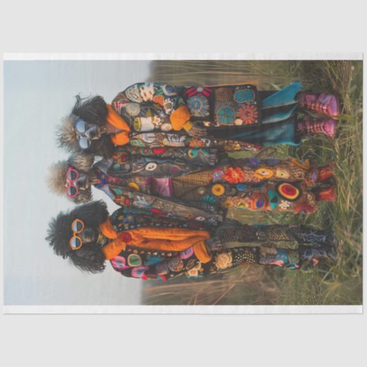 Hippie Hipster standaard poedel zusters decoupage Tissuepapier (Voorkant)