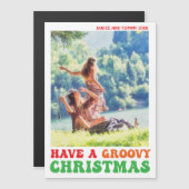 Hippie Holiday Foto Groovy KerstMagnet (Voorkant / Achterkant)