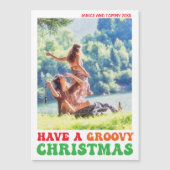 Hippie Holiday Foto Groovy KerstMagnet (Voorkant)