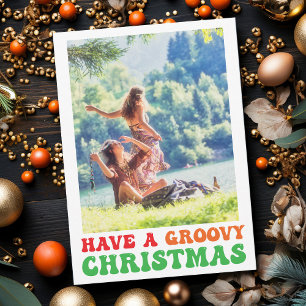 Hippie Holiday Foto heeft een Groovy kerstkaart