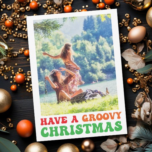 Hippie Holiday Foto heeft een Groovy kerstkaart