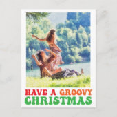 Hippie Holiday Foto heeft een Groovy Kerstmis Briefkaart (Voorkant)