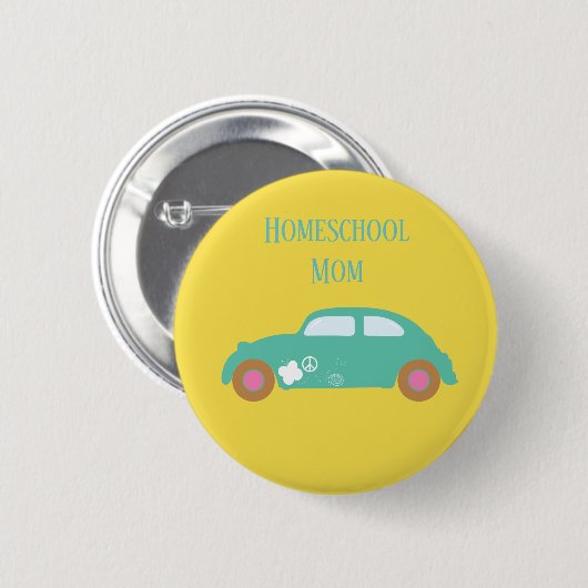 Hippie Homeschool mam Ronde Button 5,7 Cm (Voorkant /achterkant)