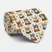 Hippie Hond in Oog Bril Illustraties Stropdas (Opgerold)
