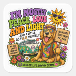 Hippie Hond Vierkante Sticker