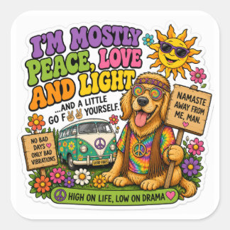 Hippie Hond Vierkante Sticker