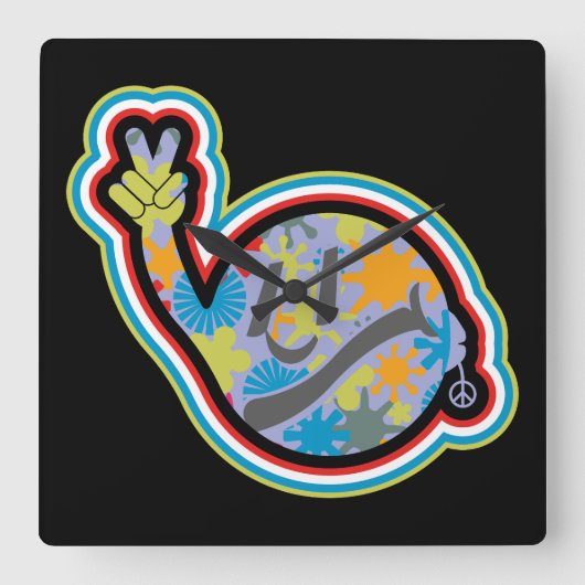 HIPPIE ICON lines ver 2023 BY MASANSER Vierkante Klok (Voorkant)