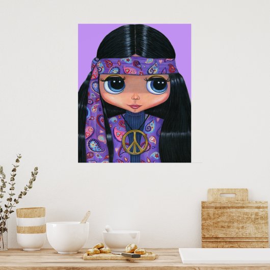 Hippie in het Poster van Paisley (Keuken)