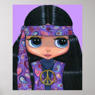 Hippie in het Poster van Paisley