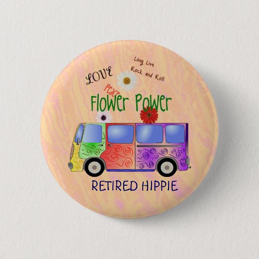Hippie in ruik, groovy design, ronde button 5,7 cm (Voorkant)