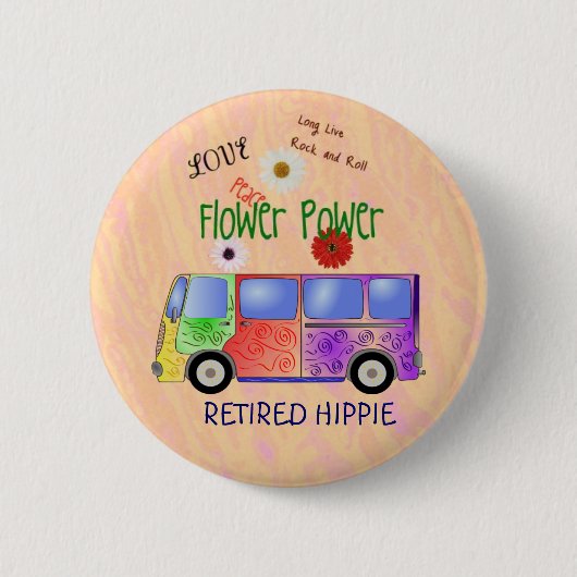 Hippie in ruik, groovy design, ronde button 5,7 cm (Voorkant)