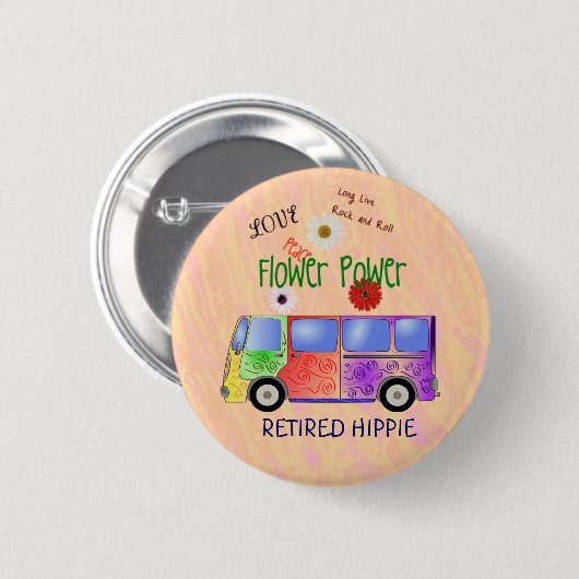 Hippie in ruik, groovy design, ronde button 5,7 cm (Voorkant /achterkant)