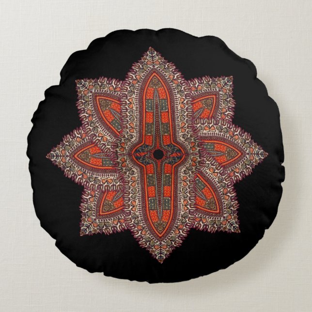 Hippie Indian Style Rond Kussen (Voorkant)
