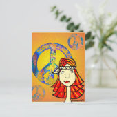 hippie - kaartje met vredelievende hippie briefkaart (Staand voorkant)
