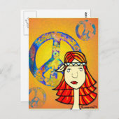 hippie - kaartje met vredelievende hippie briefkaart (Voorkant / Achterkant)