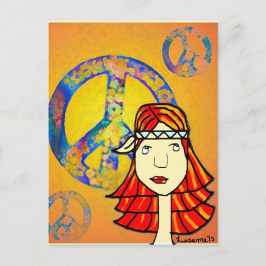 hippie - kaartje met vredelievende hippie briefkaart (Voorkant)