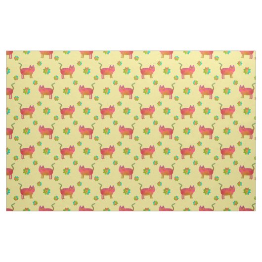 Hippie kat in de zomer stof (Fat Quarter)