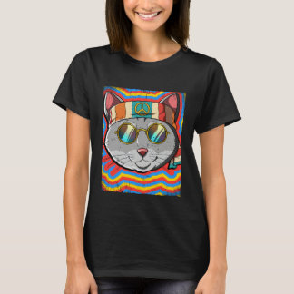 Hippie Kat Psychedelisch Trippy T-shirt