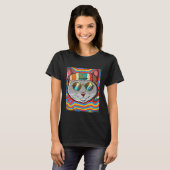 Hippie Kat Psychedelisch Trippy T-shirt (Voorkant volledig)