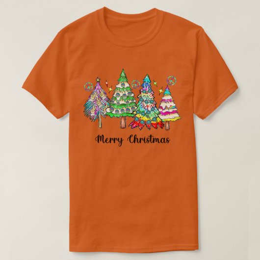Hippie kerstbomen, Boho Kerstmis, Retro Chri T-shirt (Design voorkant)